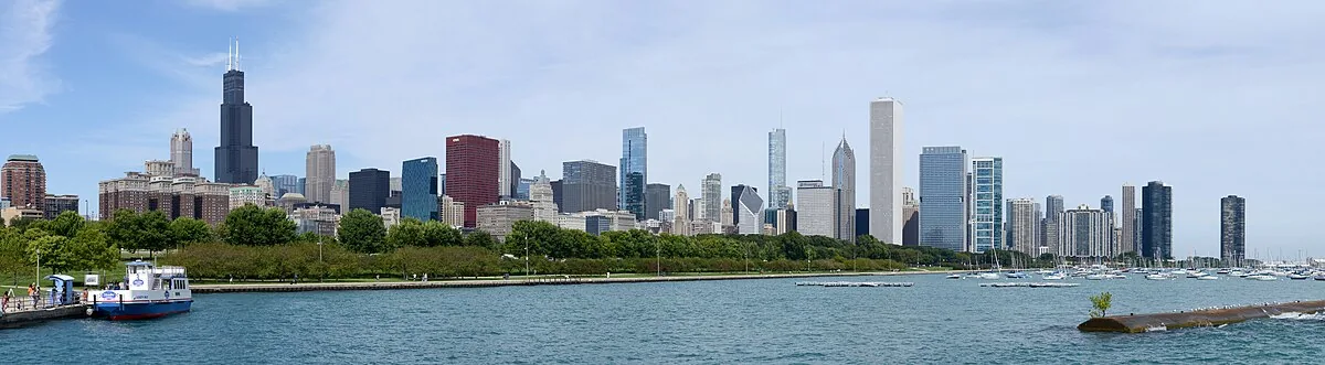Chicago skyline at dusk